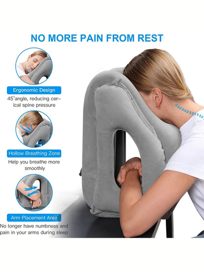 Inflatable Travel Pillow with Neck & Head Support